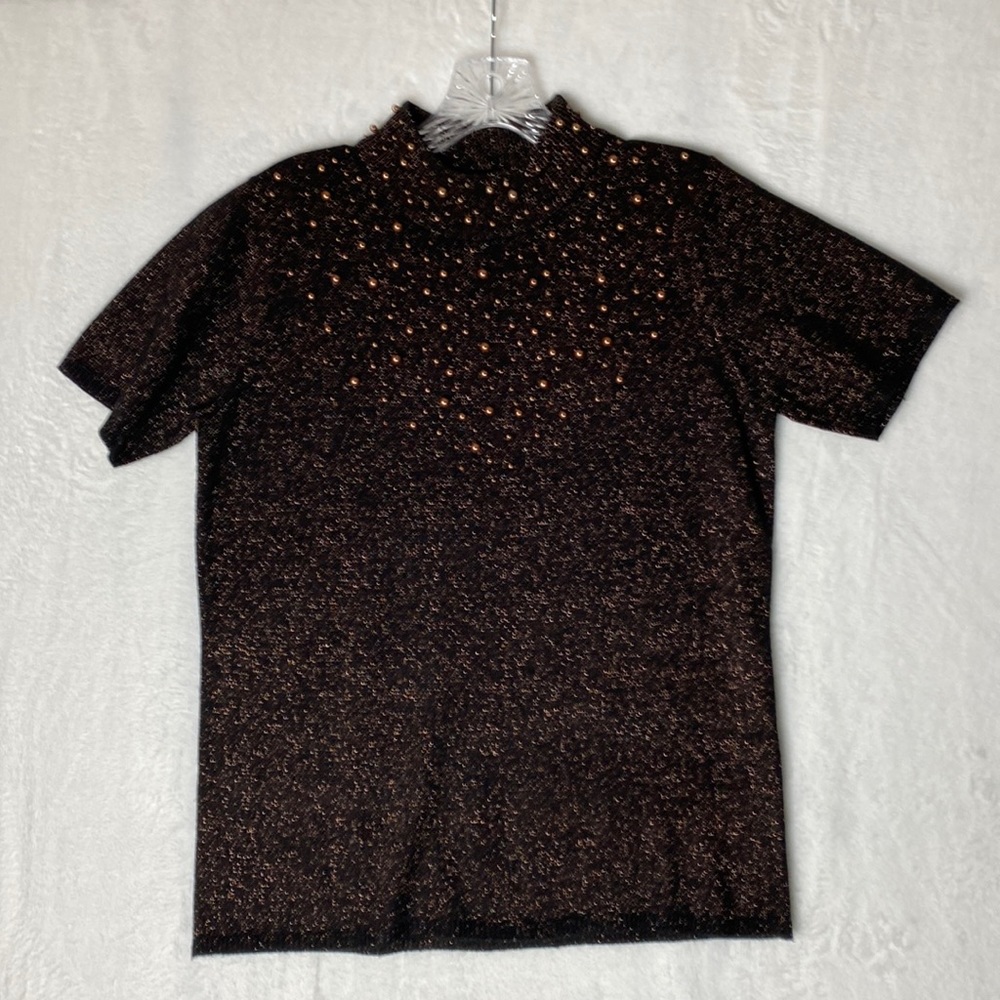 Susan Graver Beaded Metallic Mockneck Sweater